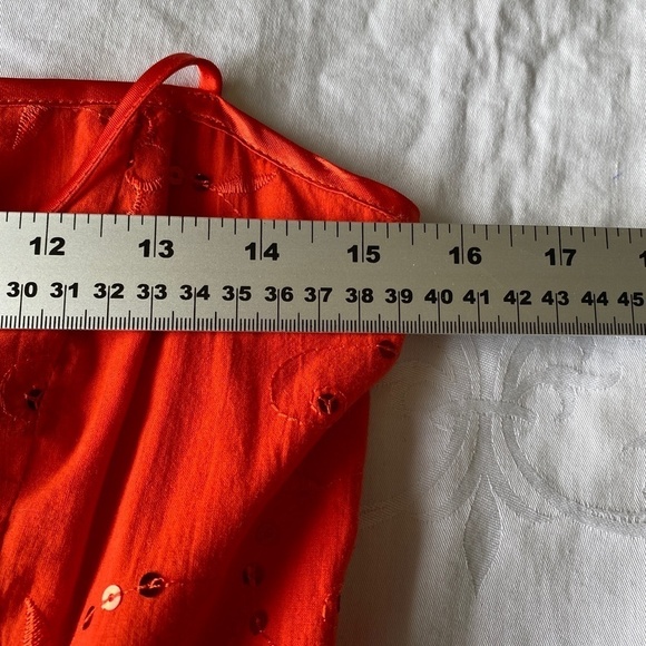 Steppin' Out Women's Orange Sequin Spaghetti Strap‎ Mini/Midi Dress Size 11/12 - Picture 8 of 12